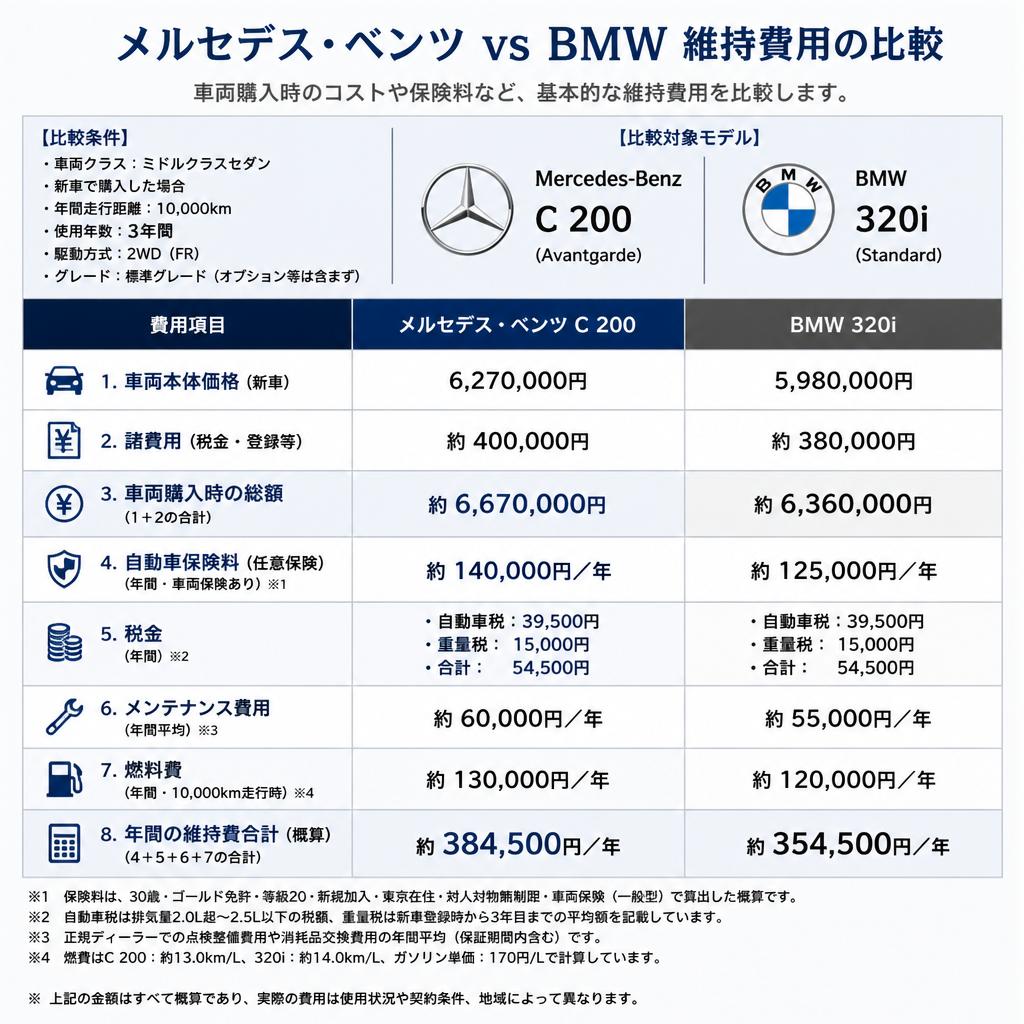 2. BMWとベンツの基本的な維持費とは？