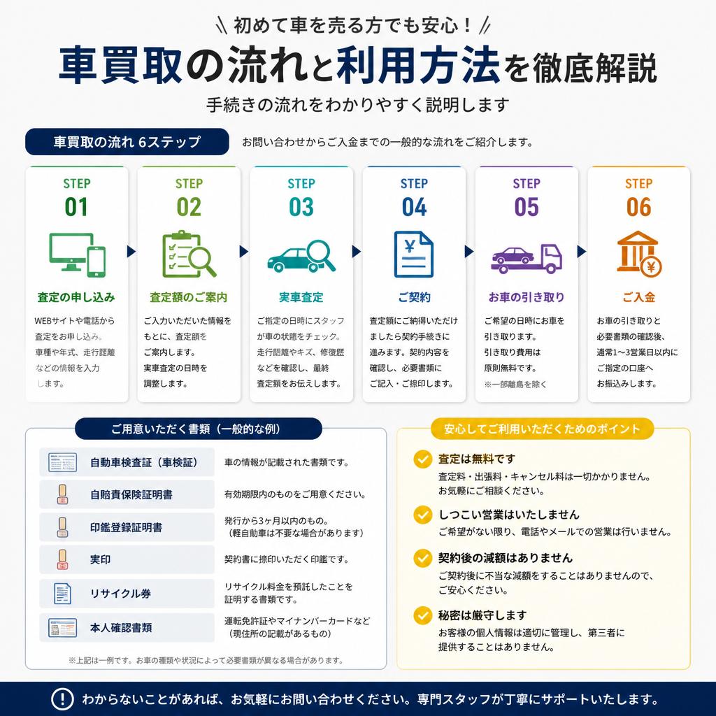 安心・簡単！車買取の利用方法