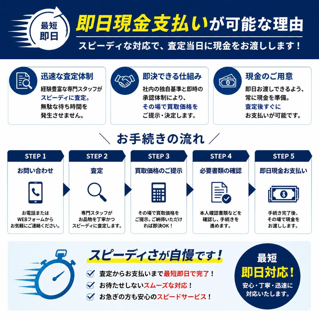 4. すぐに現金支払い!即日買取の魅力