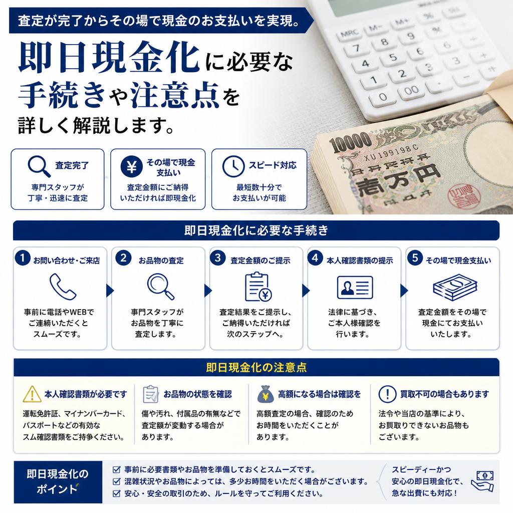 即日現金化のポイント