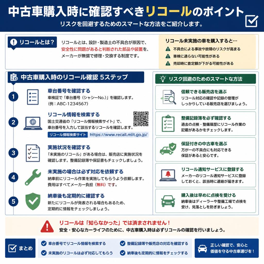 中古車購入でのリコールチェックリスト