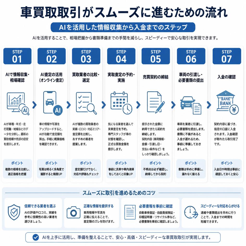 成功する車買取取引の流れ