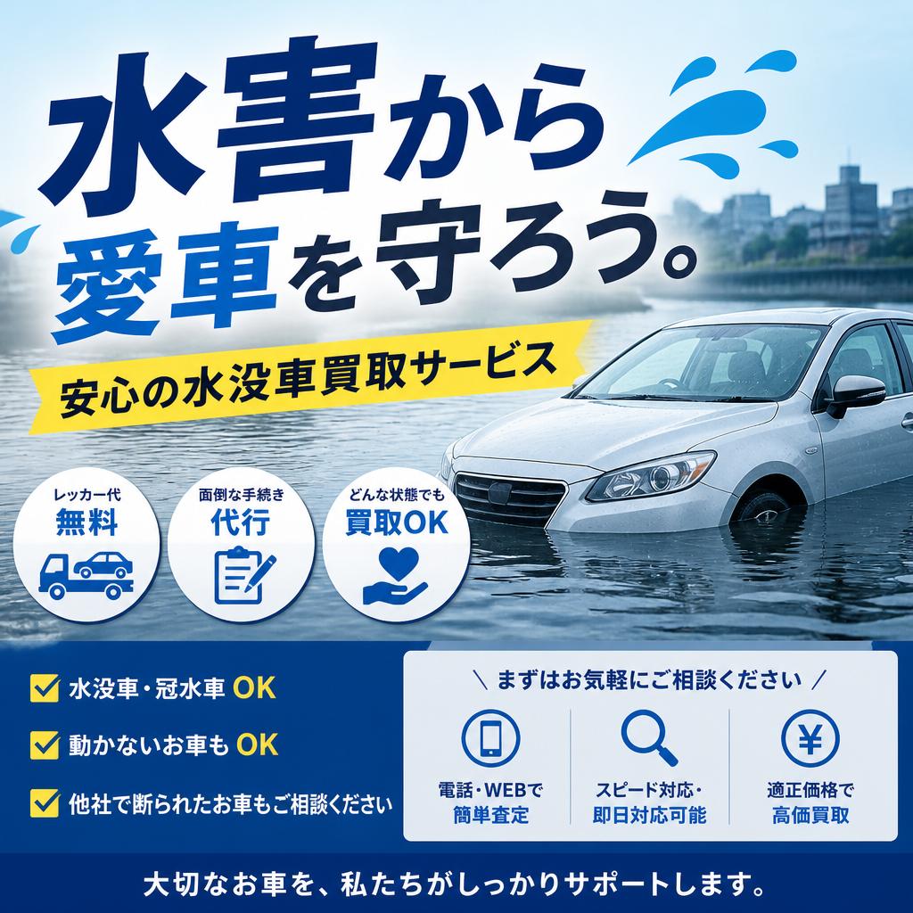 水害から愛車を守ろう。安心の水没車買取サービス