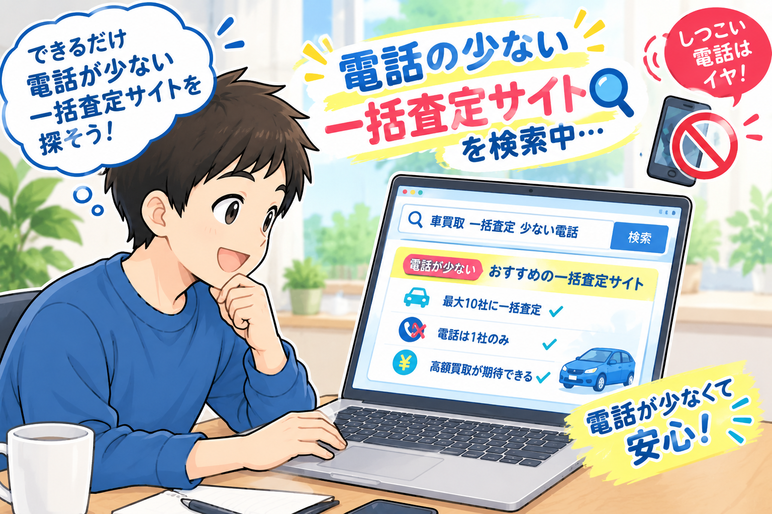 業者とやりとりの少ない一括査定サイトを使う