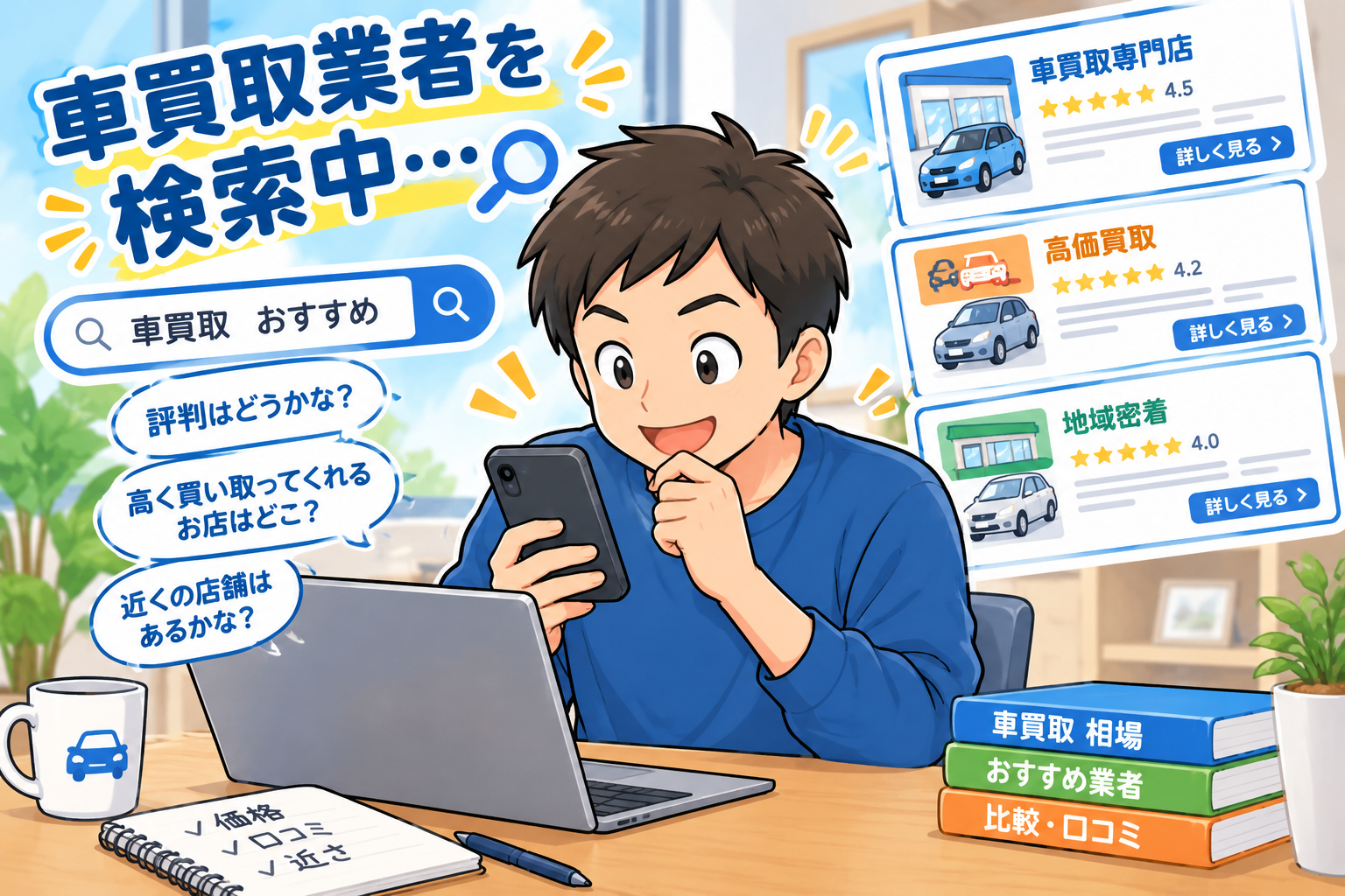 評判のよい地元の業者に直接査定を受ける