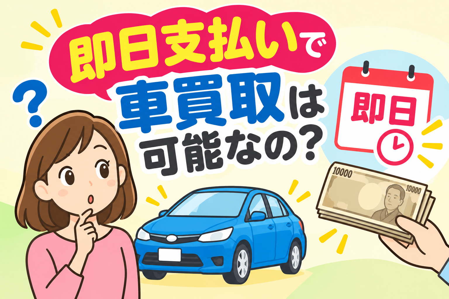 車買取で即日支払いは可能！？現金または振込での即日買取ができる業者と条件とは